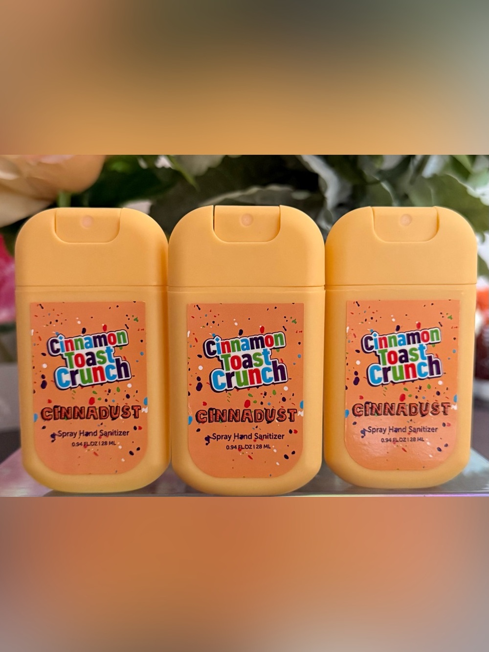 🆕🍢 CINNAMON TOAST CRUNCH CINNADUST SCENTED 3-PIECE HAND SANITIZER SET. NEW.